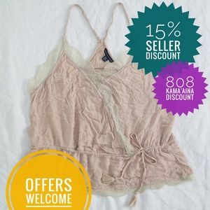AEO Lacy Racerback Cinched Tank (XL) in Blush